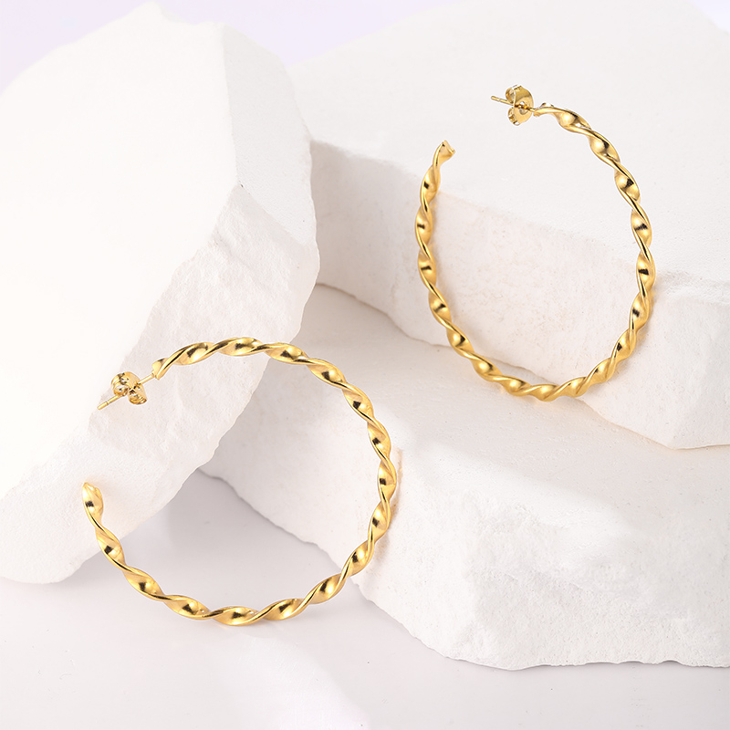 1 Pair Exaggerated Circle Plating 304 Stainless Steel Hoop Earrings display picture 8