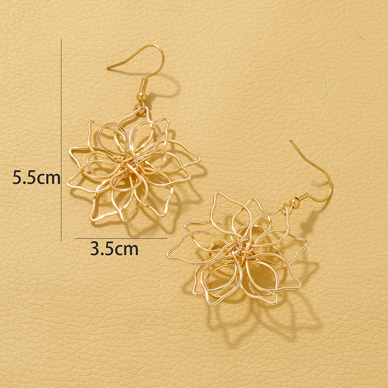 1 Pair Glam Flower Plating Alloy Drop Earrings display picture 3