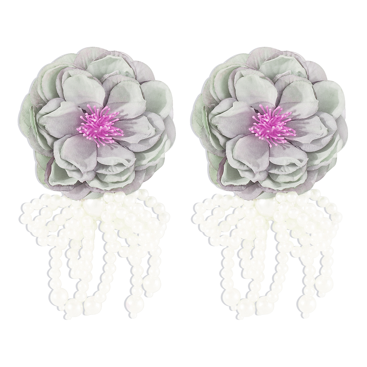 1 Pair Princess Exaggerated Sweet Flower Bow Knot Handmade Imitation Pearl Cloth Fabric Ear Studs display picture 2