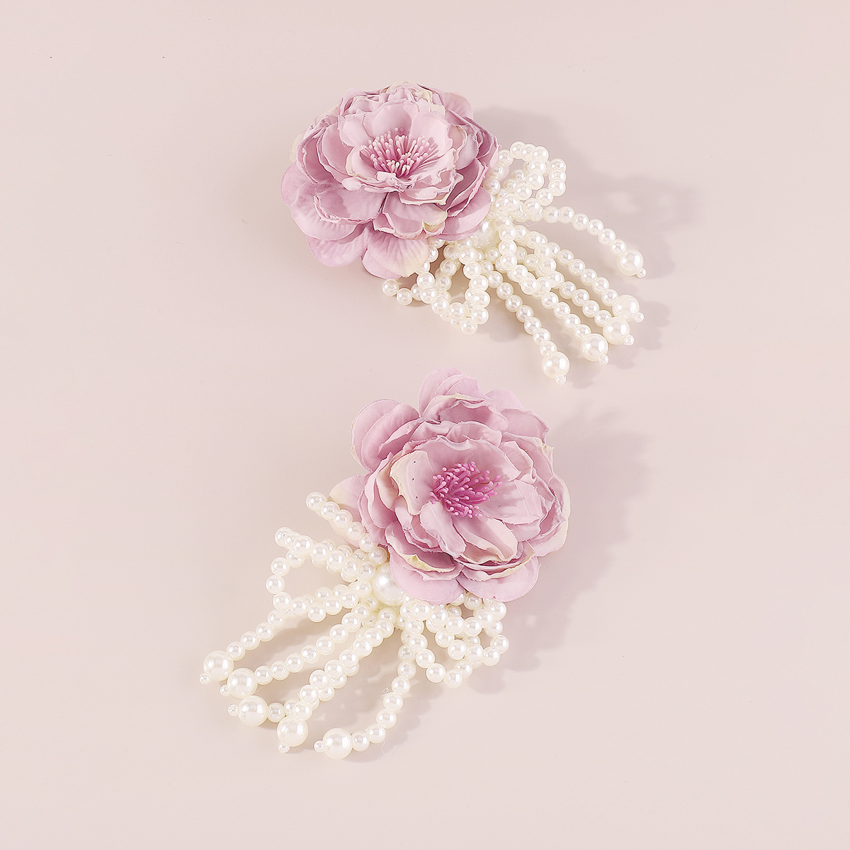 1 Pair Princess Exaggerated Sweet Flower Bow Knot Handmade Imitation Pearl Cloth Fabric Ear Studs display picture 16