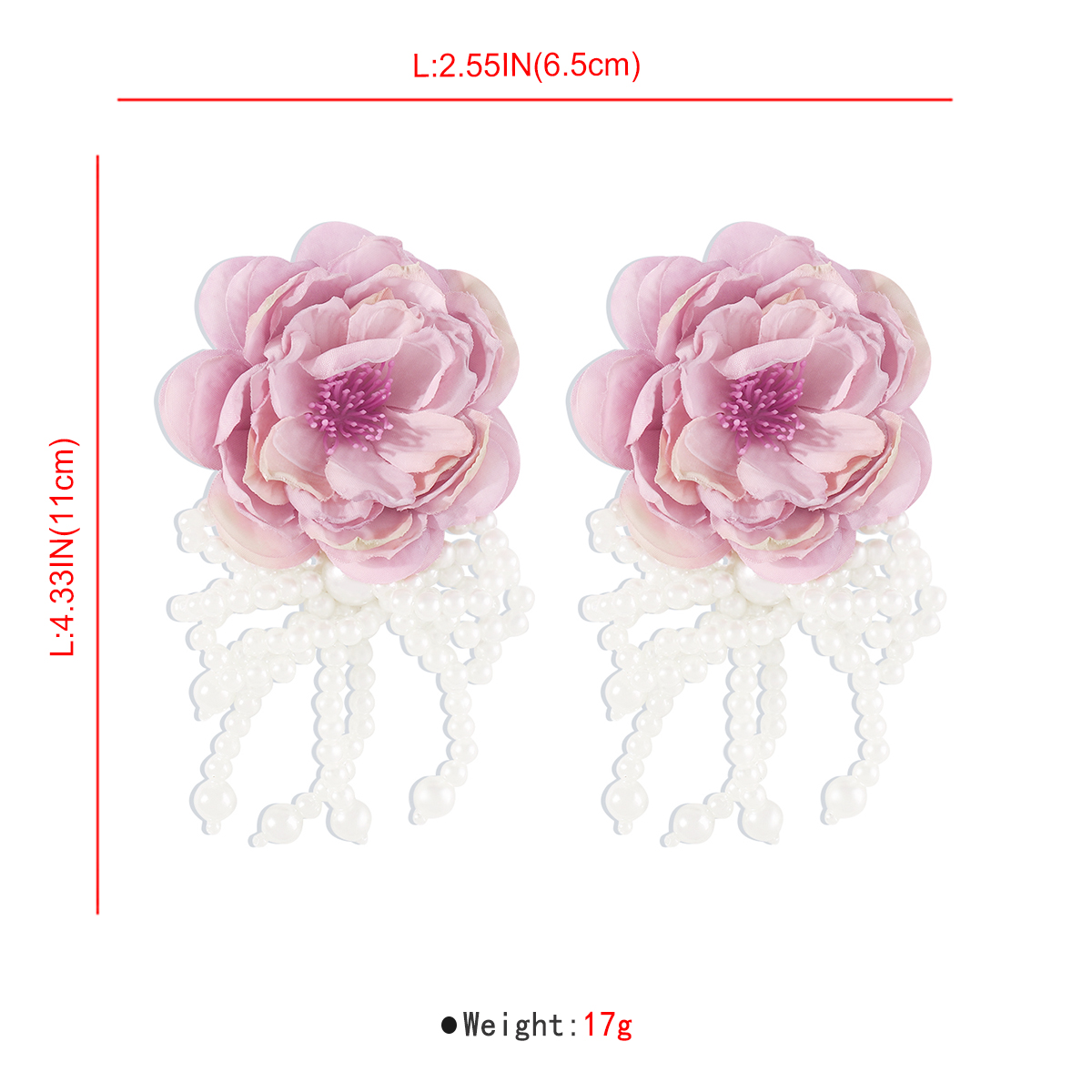 1 Pair Princess Exaggerated Sweet Flower Bow Knot Handmade Imitation Pearl Cloth Fabric Ear Studs display picture 12