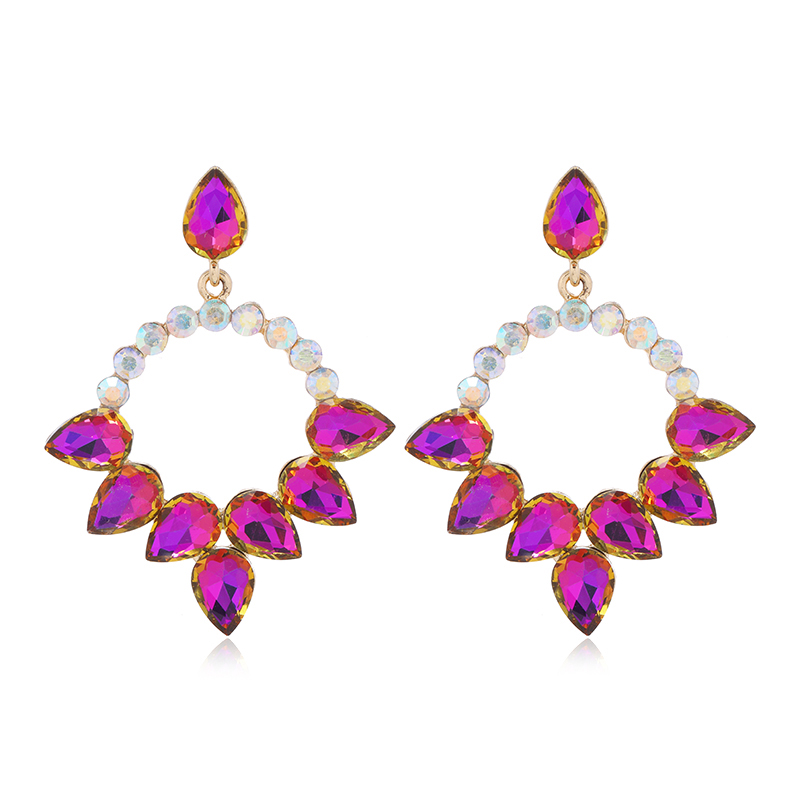 1 Pair Glam Geometric Inlay Alloy Glass Drop Earrings display picture 5