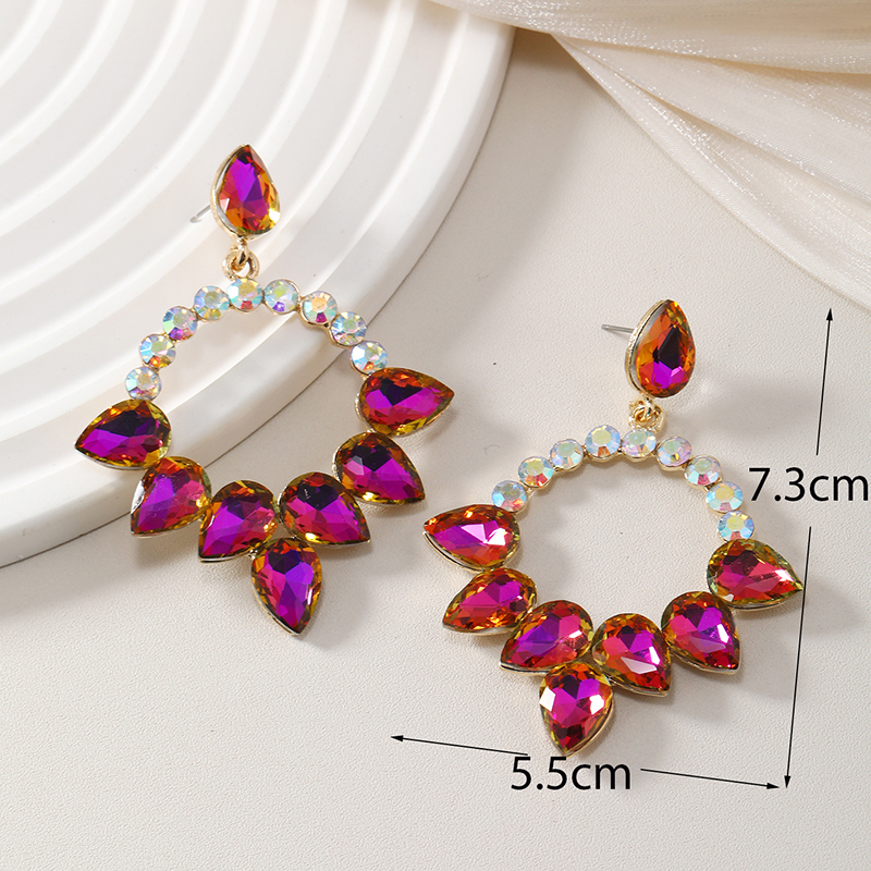 1 Pair Glam Geometric Inlay Alloy Glass Drop Earrings display picture 3