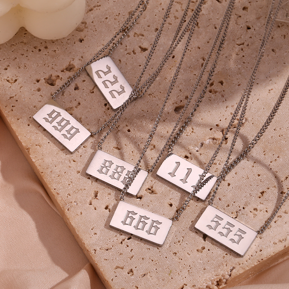 Simple Style Classic Style Number Stainless Steel Necklace display picture 9