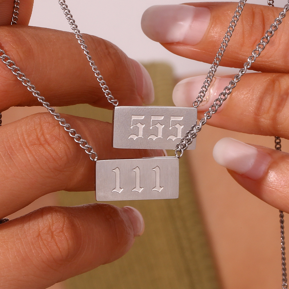 Simple Style Classic Style Number Stainless Steel Necklace display picture 13