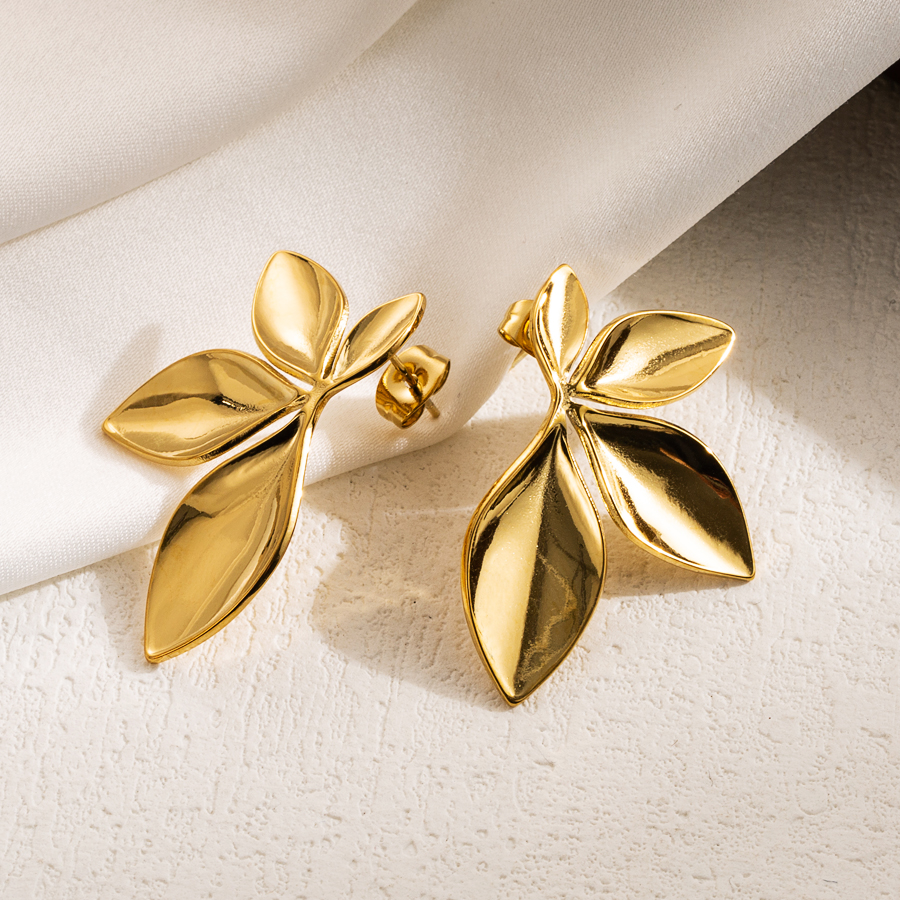 1 Pair Ig Style Leaves Flower Ginkgo Leaf Plating Stainless Steel Drop Earrings display picture 4