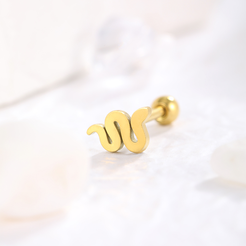 1 Piece Retro Commute Snake Plating Stainless Steel Ear Studs display picture 1