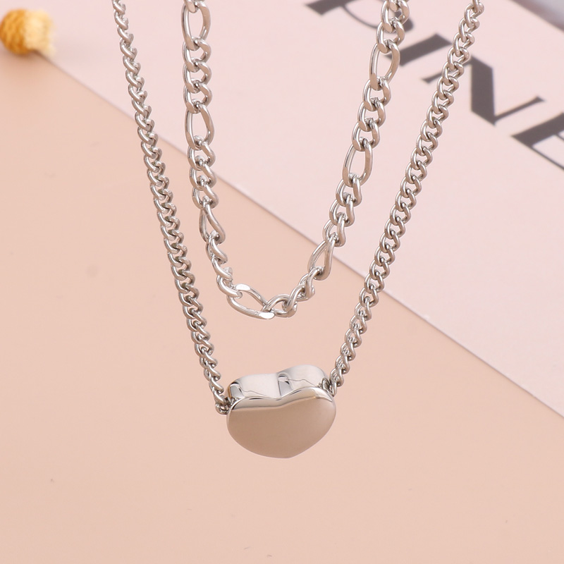 Stainless Steel Titanium Steel 18K Gold Plated Modern Style Plating Heart Shape Layered Necklaces display picture 8