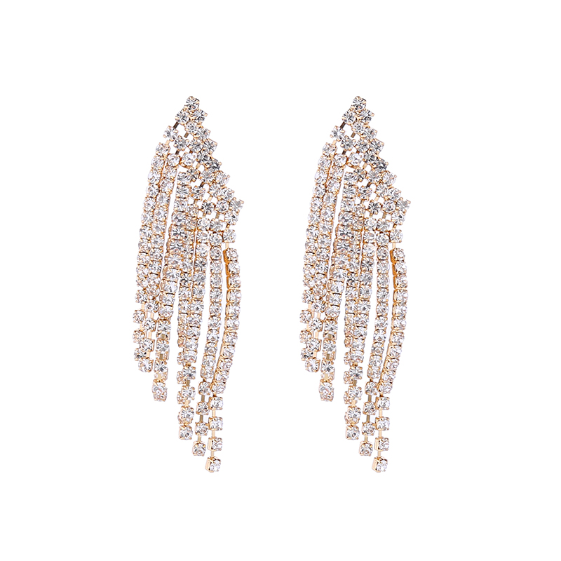 1 Pair Classic Style Shiny Tassel Plating Inlay Rhinestone Rhinestones Gold Plated Silver Plated Drop Earrings display picture 8