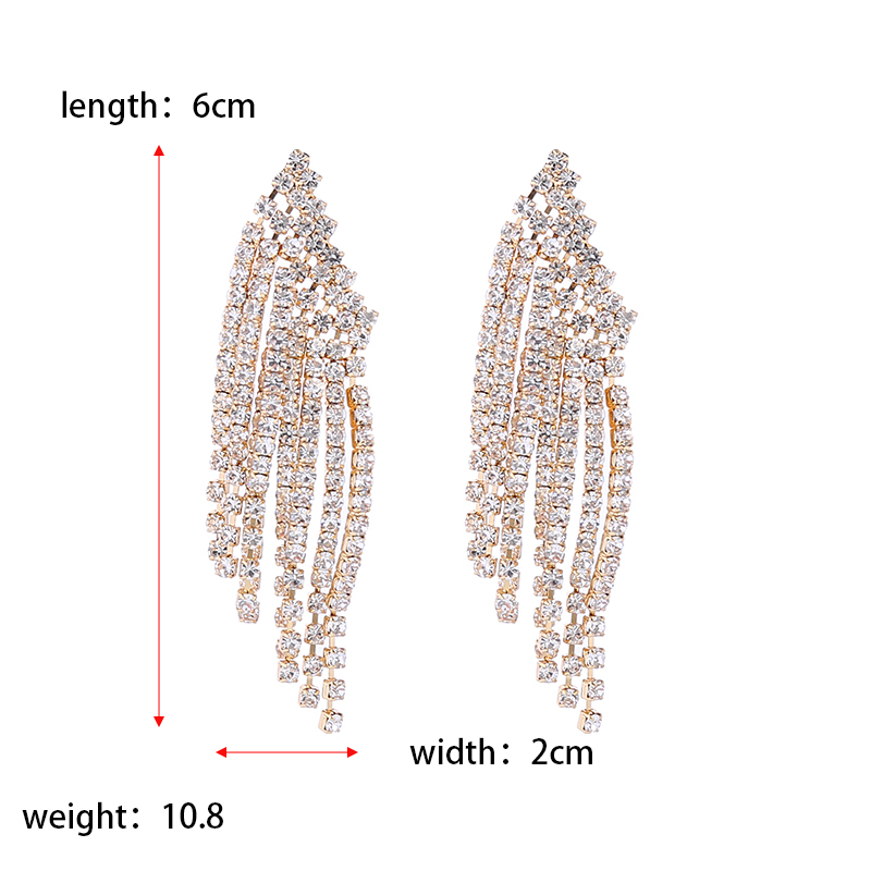 1 Pair Classic Style Shiny Tassel Plating Inlay Rhinestone Rhinestones Gold Plated Silver Plated Drop Earrings display picture 1