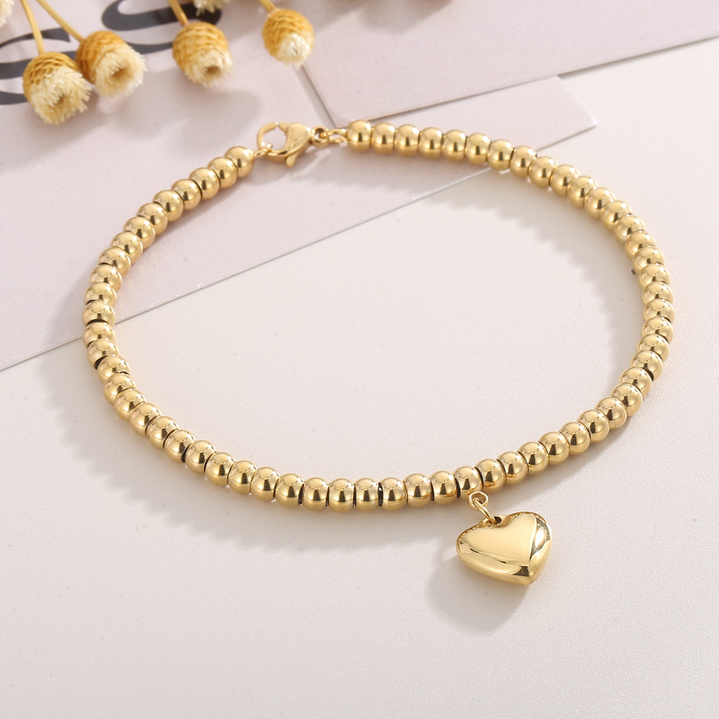 Acier Au Titane Plaqué Or 18K Style Moderne Placage Forme De Cœur Bracelets Des Boucles D'Oreilles Collier display picture 2