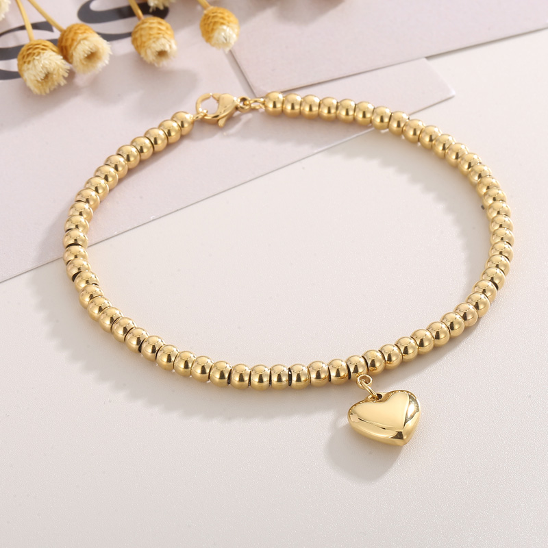 Titan Stahl 18 Karat Vergoldet Moderner Stil Überzug Herzform Armbänder Ohrringe Halskette display picture 2