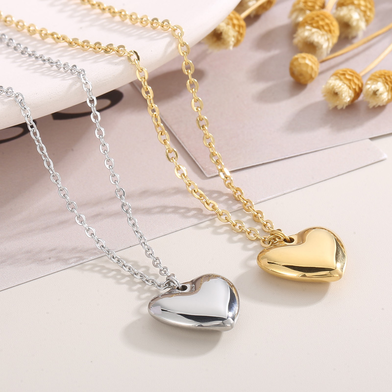 Titanium Steel 18K Gold Plated Modern Style Plating Heart Shape Bracelets Earrings Necklace display picture 3