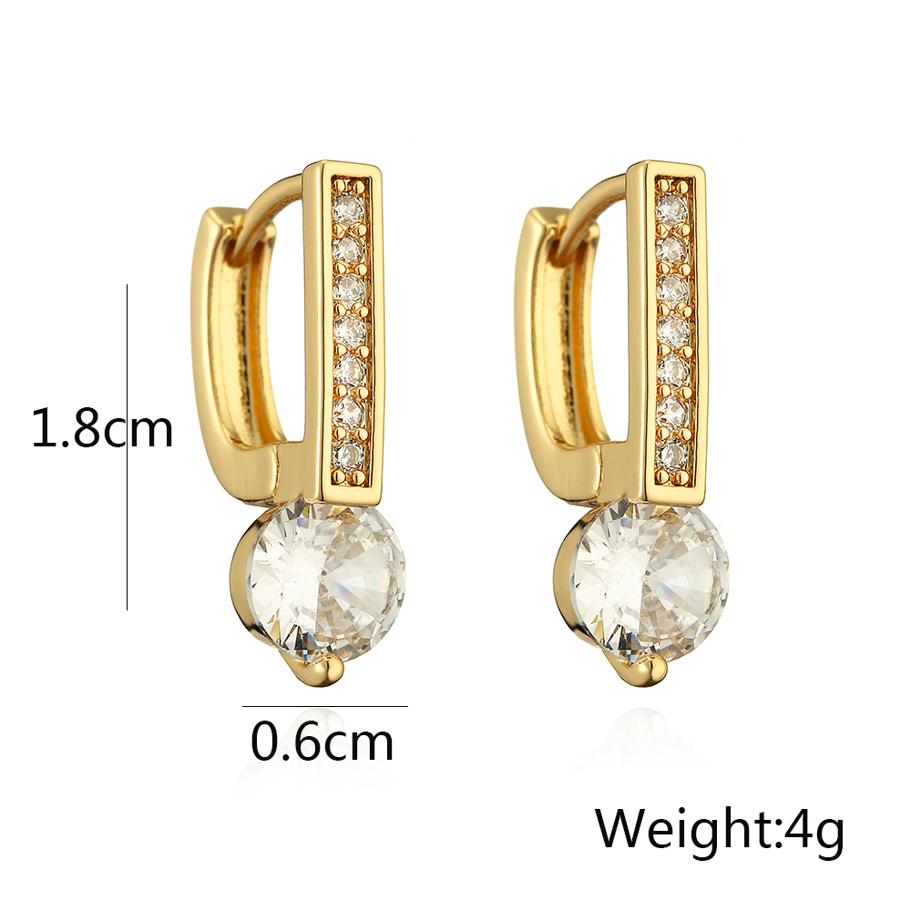 1 Pair Simple Style Commute Rectangle Plating Inlay Copper Zircon 18k Gold Plated Earrings display picture 1