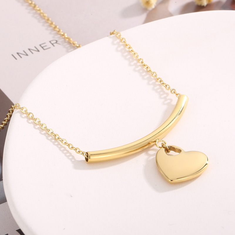 Titanium Steel 18K Gold Plated Streetwear Plating Heart Shape Earrings Necklace display picture 2