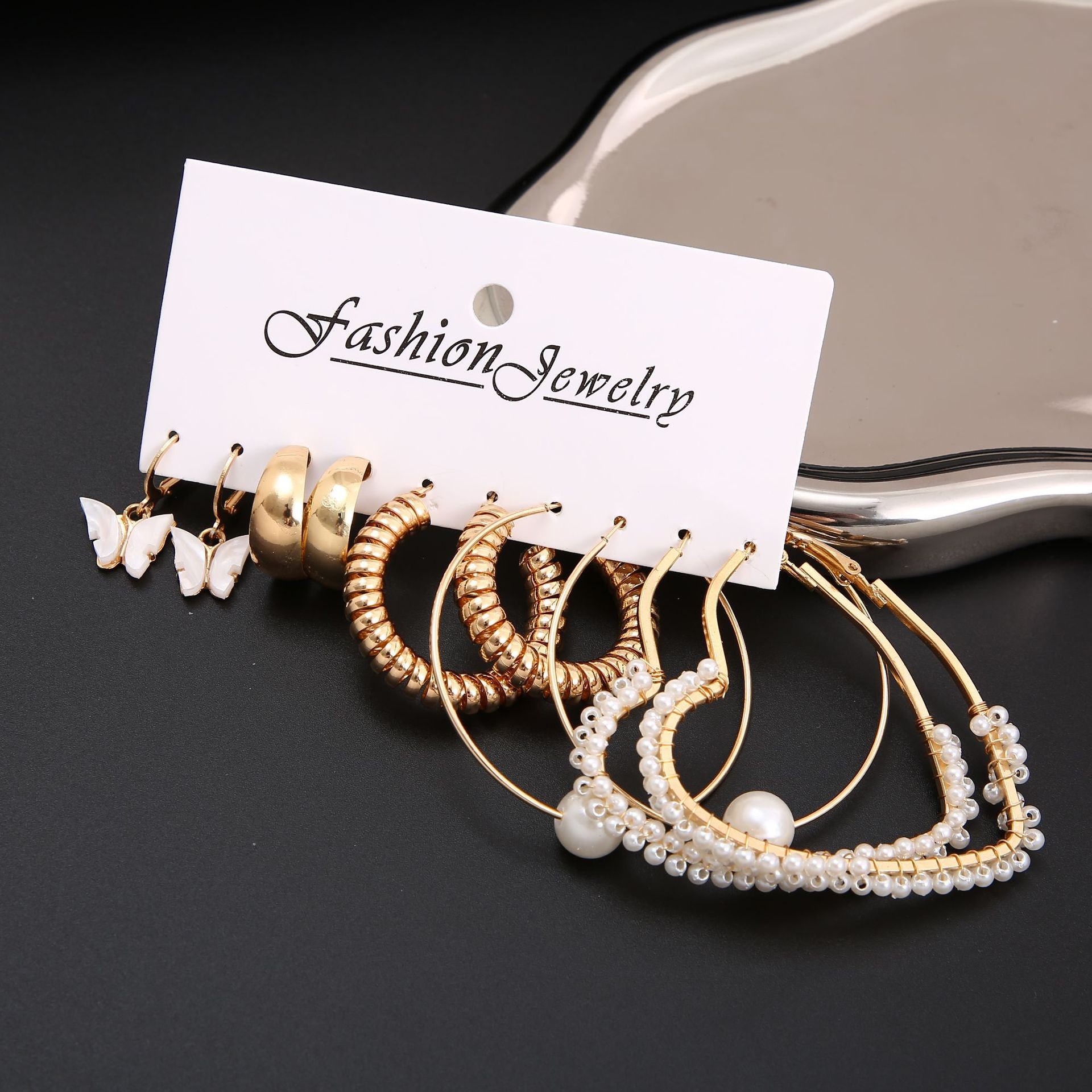 6 Pairs Retro Luxurious Classic Style Animal Heart Shape Butterfly Plating Inlay Alloy Artificial Pearls Gold Plated Silver Plated Drop Earrings Ear Studs display picture 23