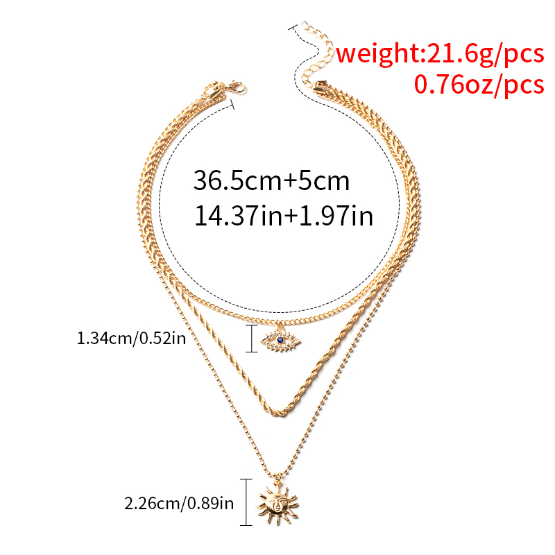 Hip-hop Punk Cool Style Sun Devil's Eye Snake Alloy Plating Inlay Artificial Rhinestones Glass Gold Plated Silver Plated Women's Layered Necklaces display picture 4