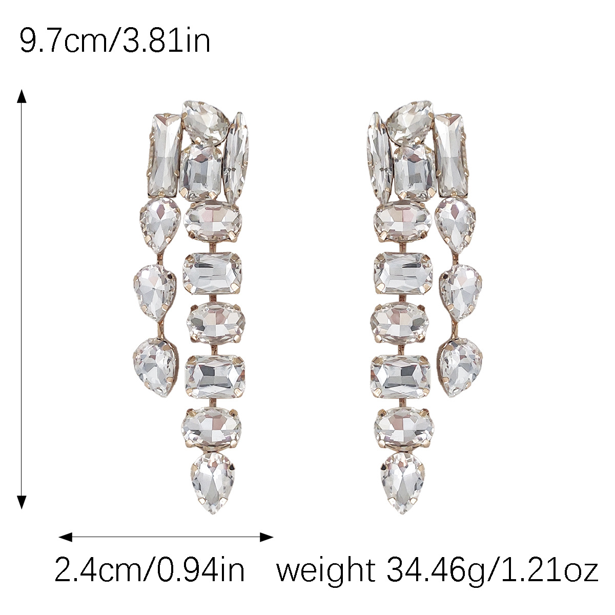 1 Pair Elegant Luxurious Shiny Square Water Droplets Inlay Alloy Rhinestones Drop Earrings display picture 5