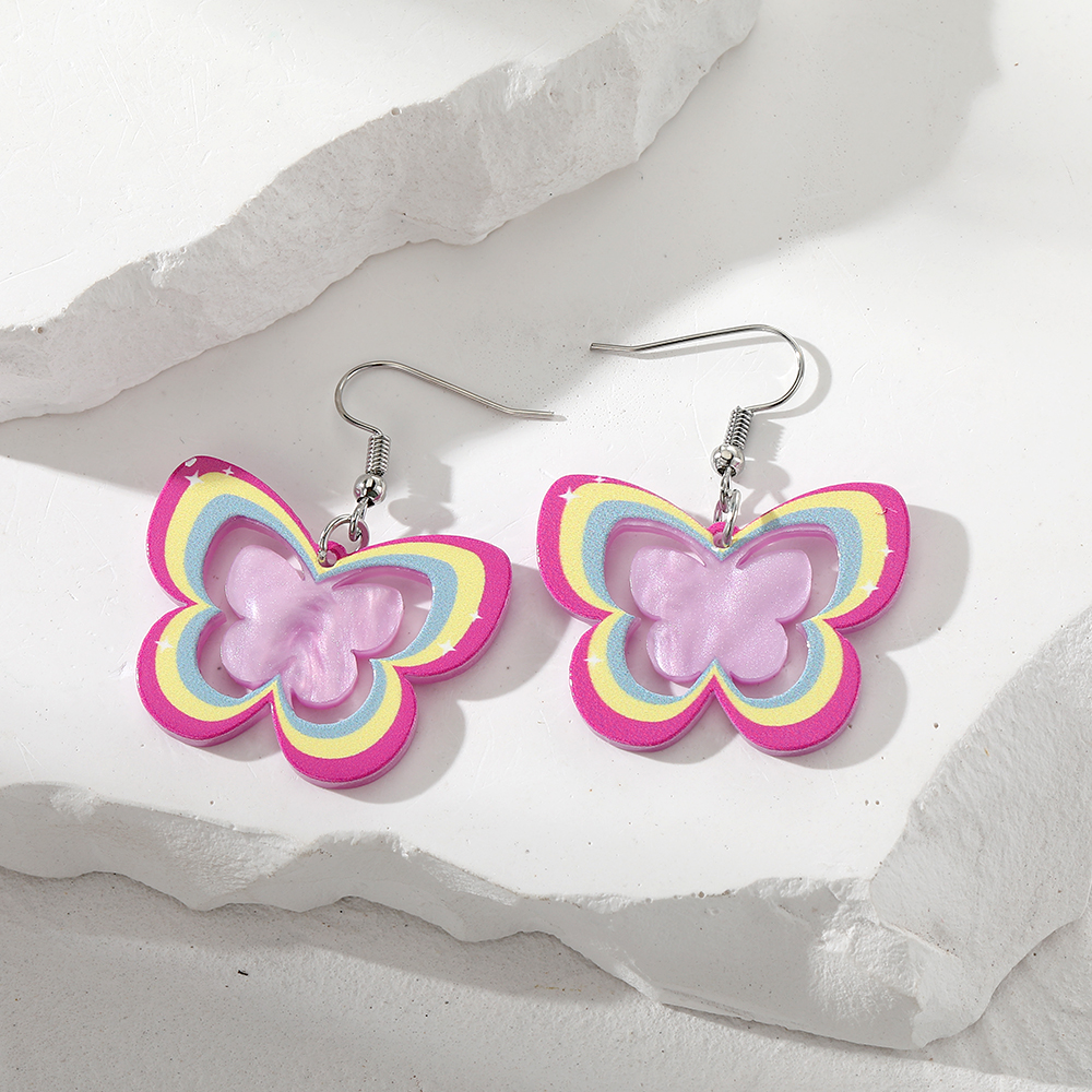 1 Pair Cute Simple Style Butterfly Arylic Alloy Resin Drop Earrings display picture 1