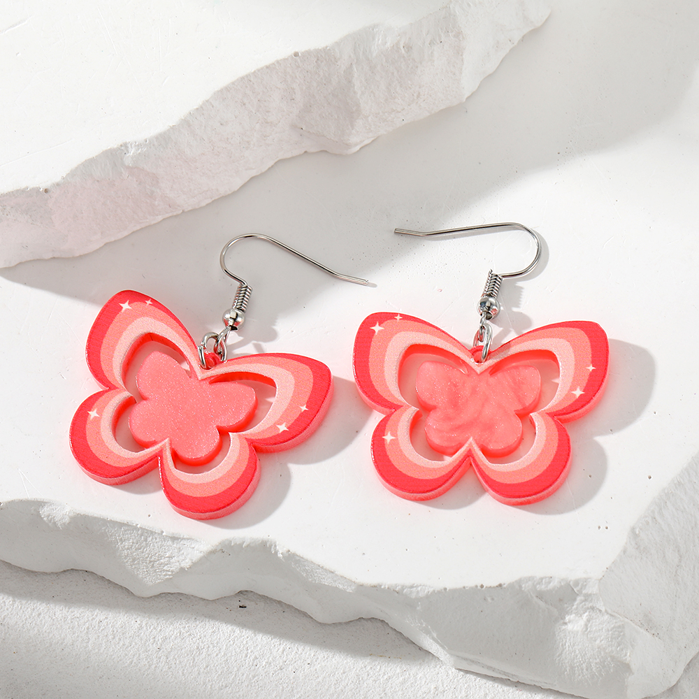 1 Paire Mignon Style Simple Papillon Arylique Alliage Résine Boucles D'oreilles display picture 3