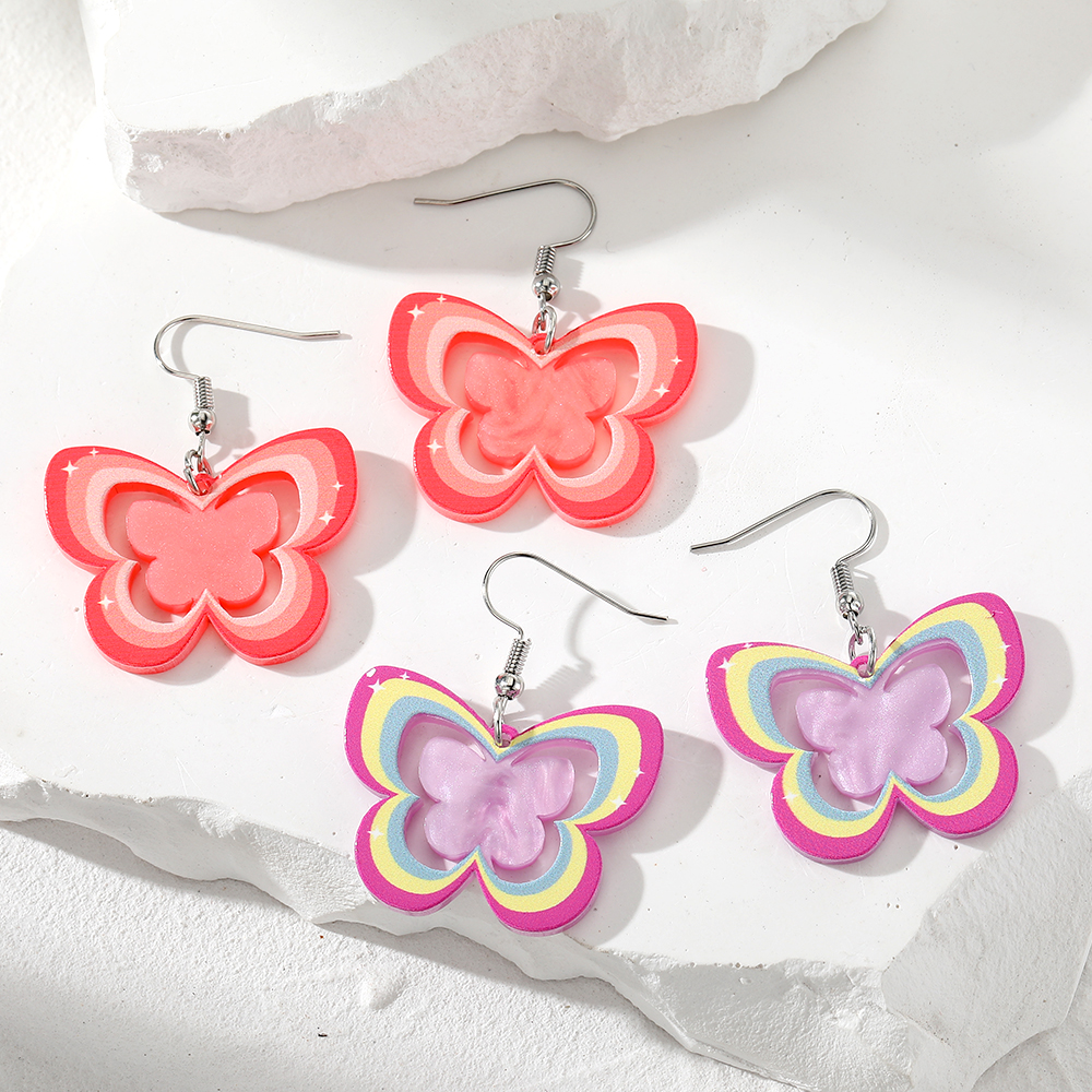 1 Pair Cute Simple Style Butterfly Arylic Alloy Resin Drop Earrings display picture 2