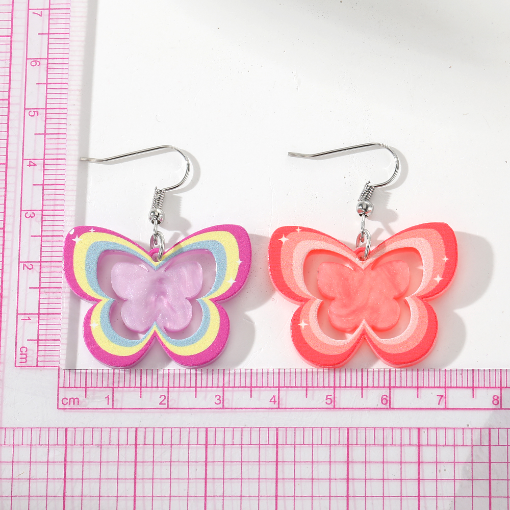 1 Paire Mignon Style Simple Papillon Arylique Alliage Résine Boucles D'oreilles display picture 4