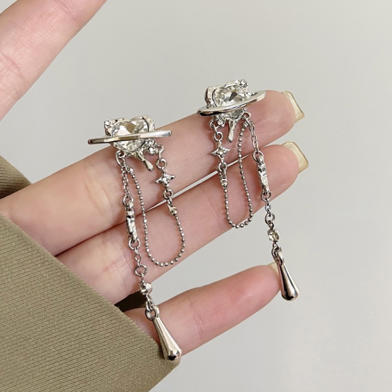 1 Pair Korean Style Heart Shape Alloy Drop Earrings display picture 2