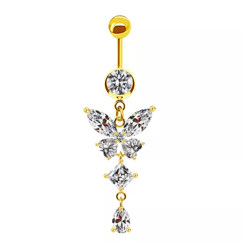 Simple Style Letter Butterfly Stainless Steel Alloy Copper Plating Inlay Alloy Zircon White Gold Plated Gold Plated Silver Plated Belly Ring display picture 16