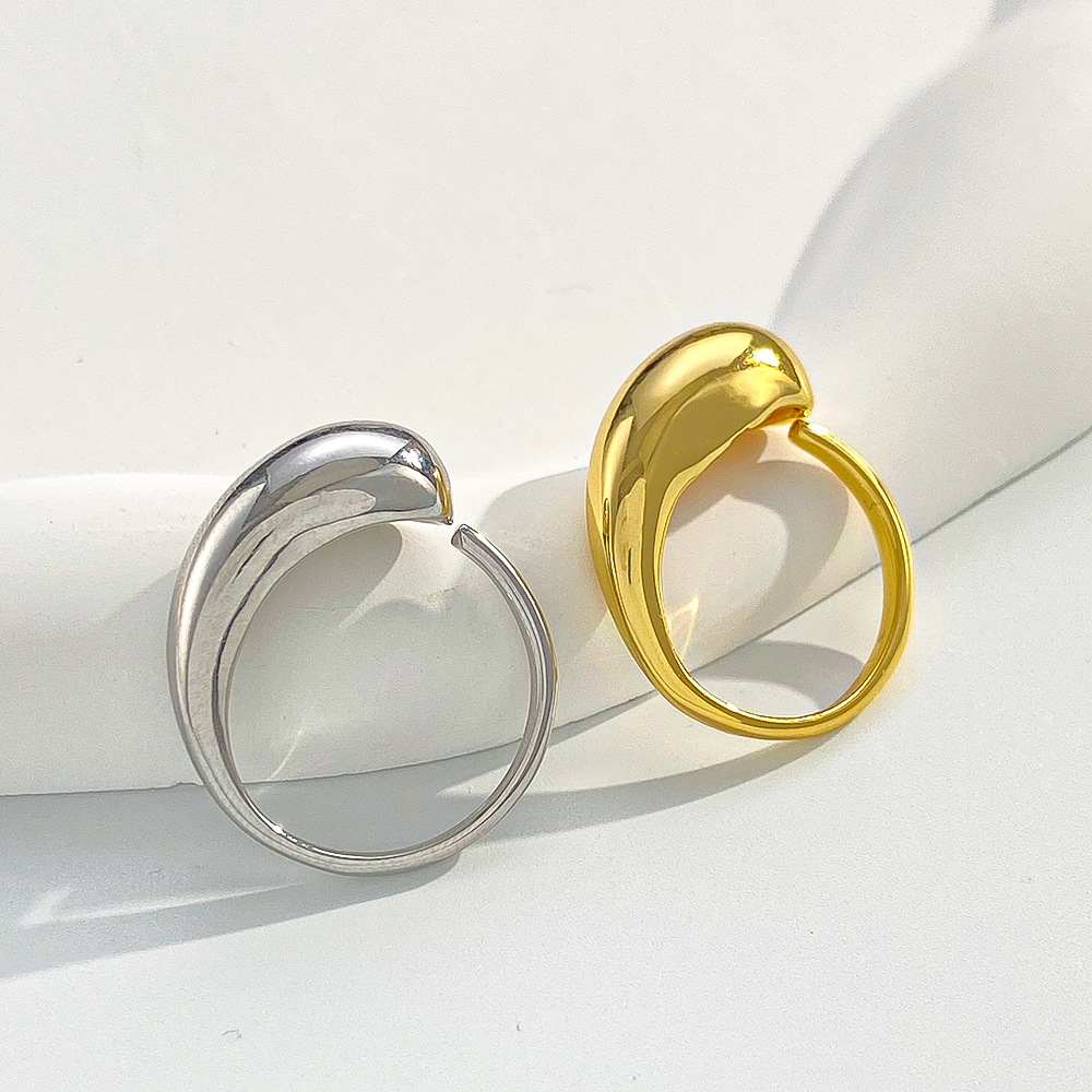Lässig Einfacher Stil Wassertropfen Einfarbig Kupfer Offener Ring display picture 2