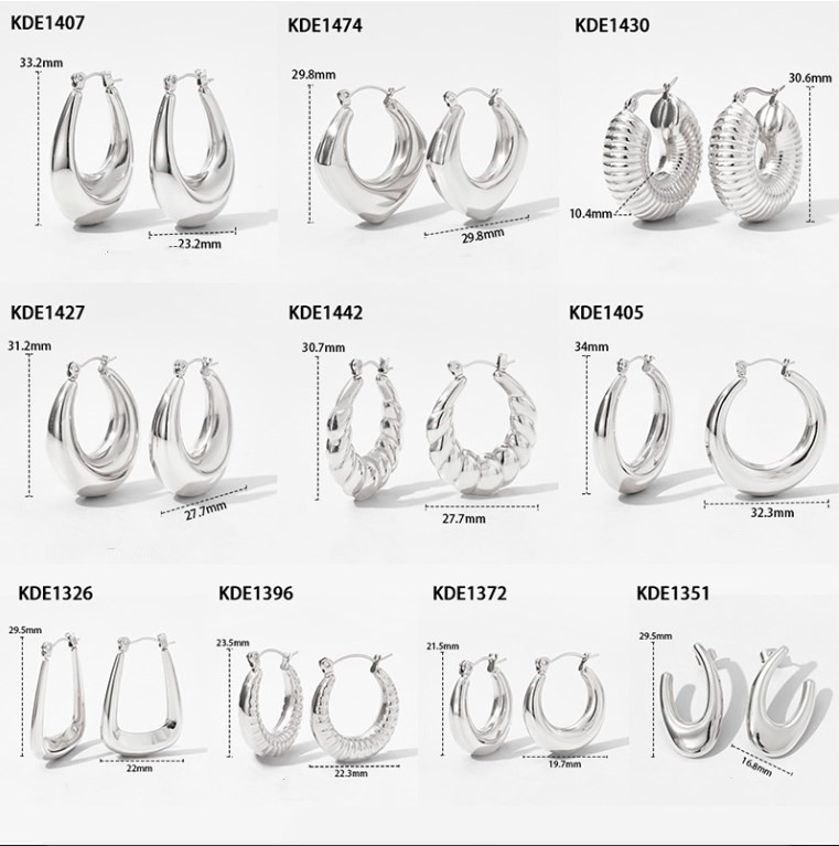 1 Paire Style Simple Forme C Forme En U Bande Acier Inoxydable 304 Plaqué Or 16 Carats Or Blanc Plaqué Plaqué Or Des Boucles D'Oreilles display picture 6