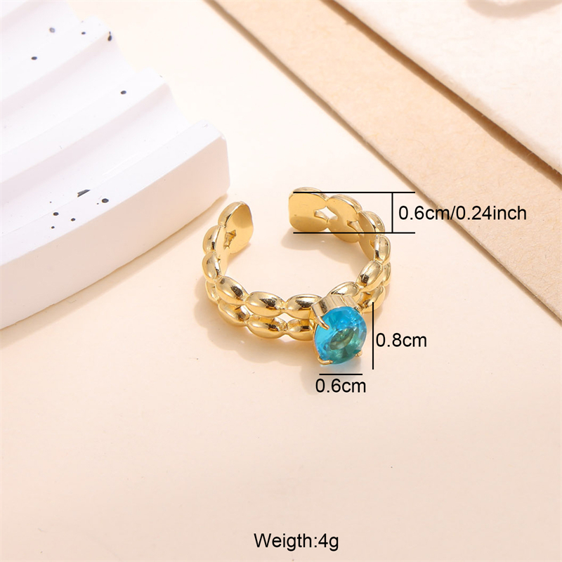 Lady Shiny Stainless Steel Plating Inlay Zircon 18k Gold Plated Open Rings display picture 2