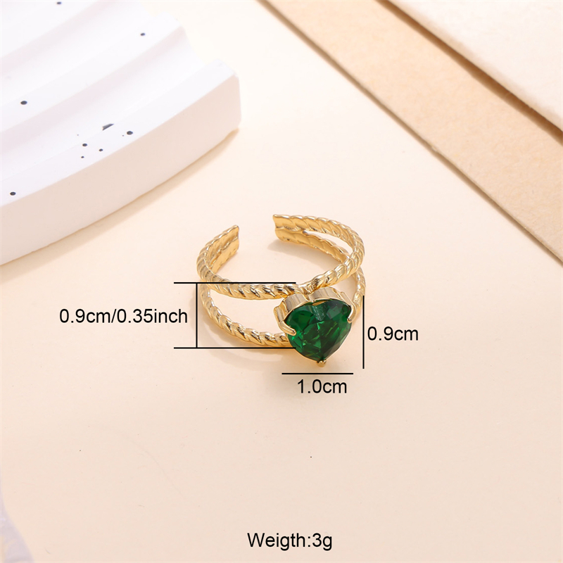 Commute Heart Shape Stainless Steel Plating Inlay Zircon 18k Gold Plated Open Rings display picture 1