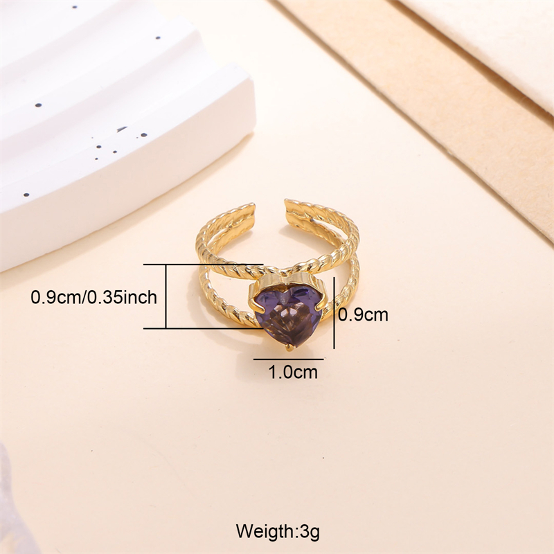 Commute Heart Shape Stainless Steel Plating Inlay Zircon 18k Gold Plated Open Rings display picture 4