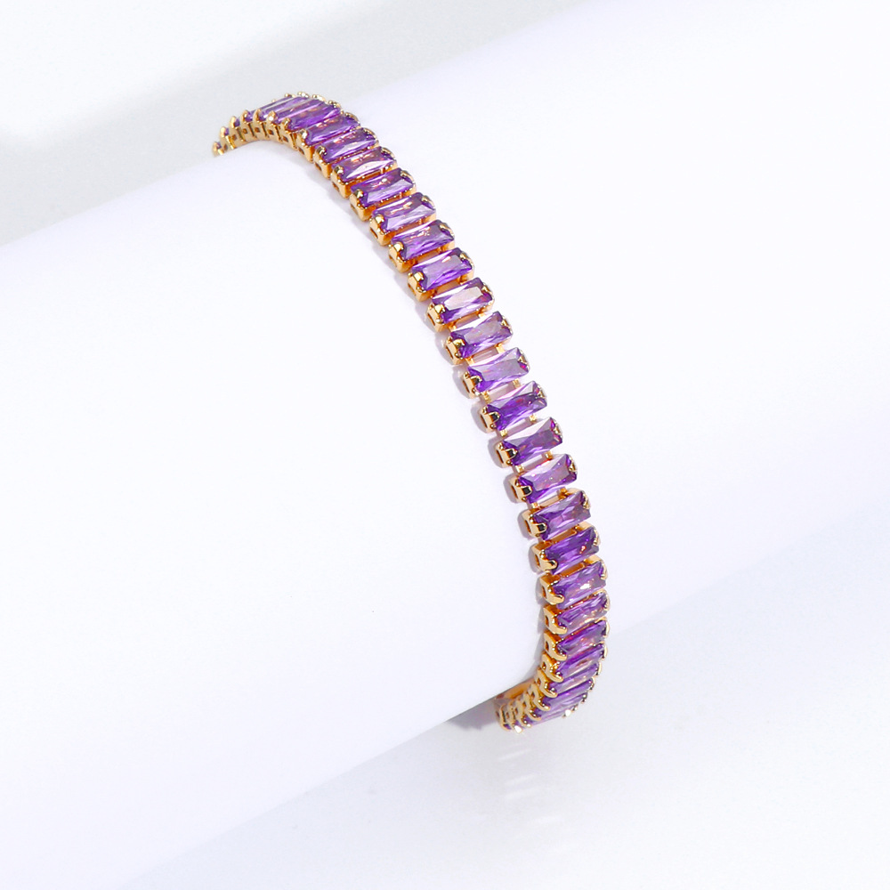 Copper Gold Plated Sweet Inlay Color Block Zircon Bracelets display picture 10