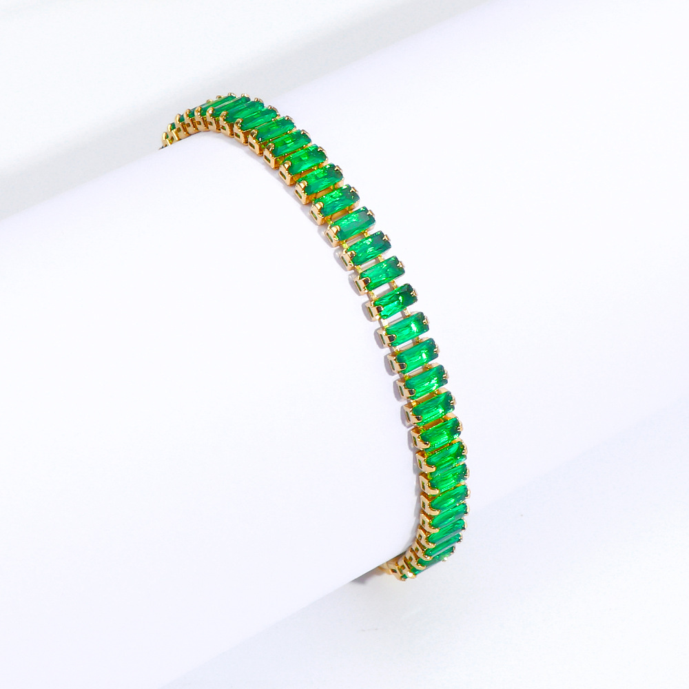 Copper Gold Plated Sweet Inlay Color Block Zircon Bracelets display picture 1