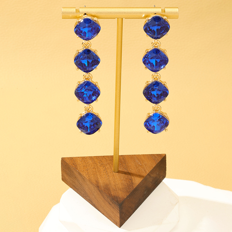 1 Pair Glam Lady Geometric Inlay Alloy Artificial Gemstones Drop Earrings display picture 1