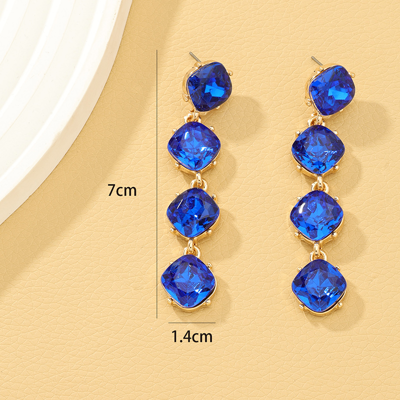 1 Pair Glam Lady Geometric Inlay Alloy Artificial Gemstones Drop Earrings display picture 4
