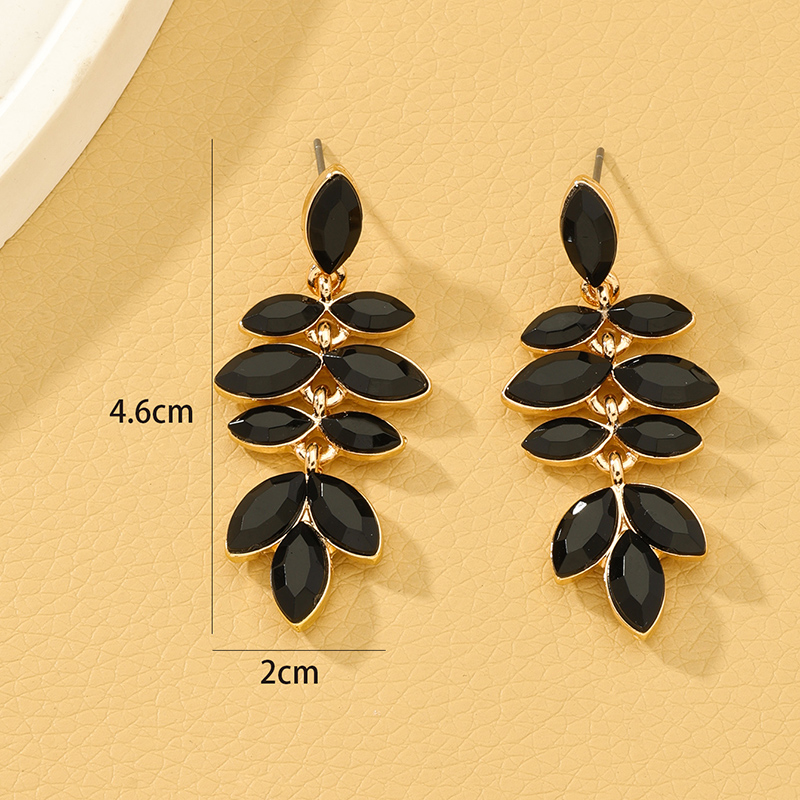 1 Pair Glam Lady Leaf Inlay Alloy Artificial Gemstones Drop Earrings display picture 4