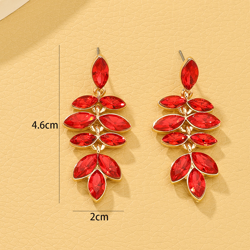 1 Pair Glam Lady Leaf Inlay Alloy Artificial Gemstones Drop Earrings display picture 10