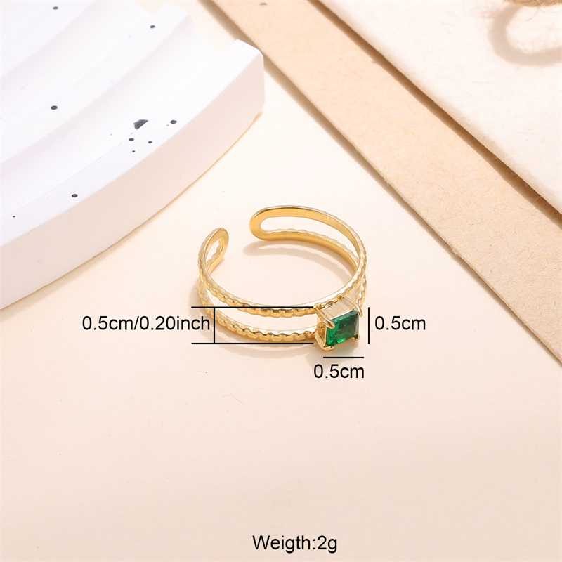 Lady Solid Color Stainless Steel Plating Inlay Zircon 18k Gold Plated Open Rings display picture 1