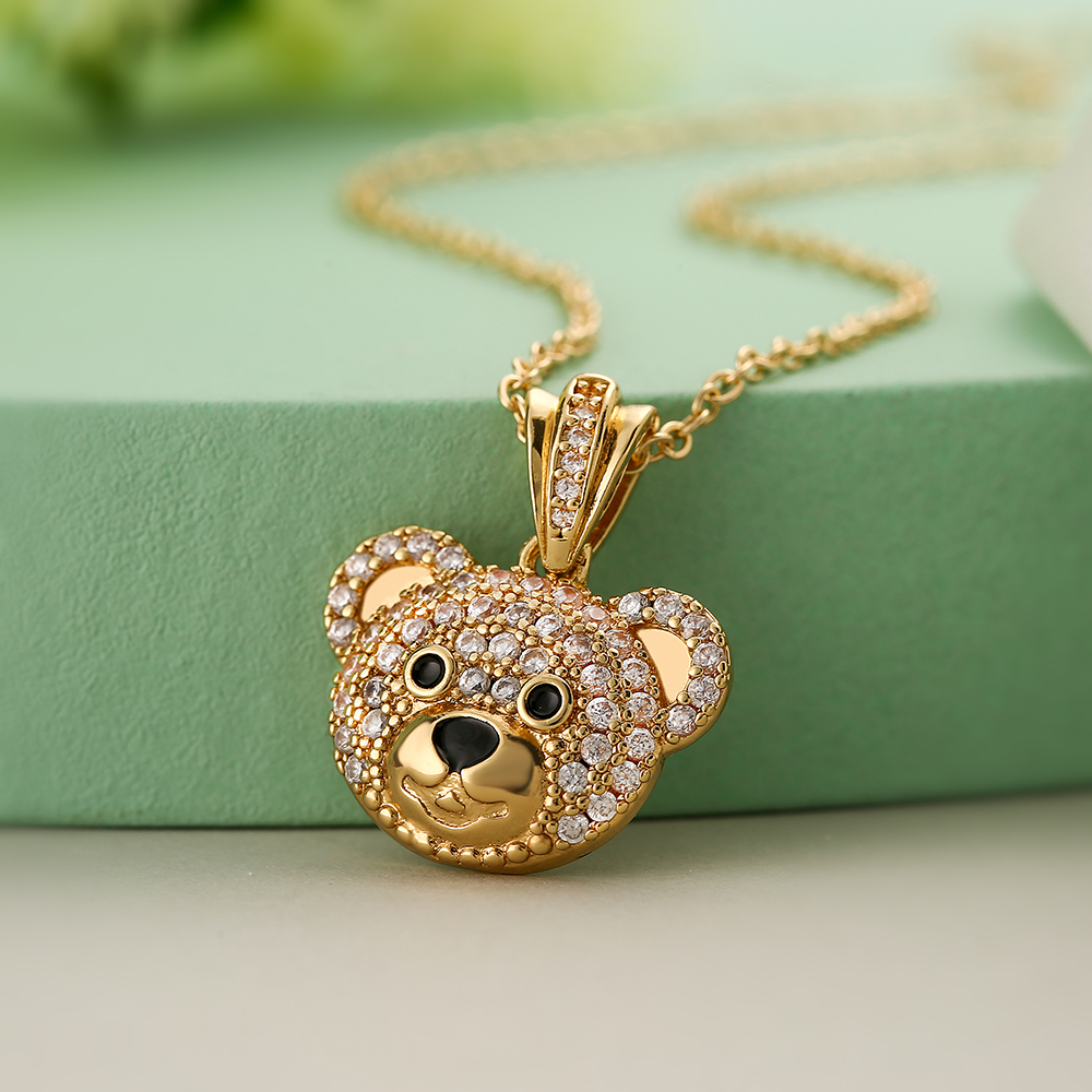 Rétro Style Simple Panda Chat Le Cuivre Placage Incruster Zircon Plaqué Or 18k Pendentif display picture 5