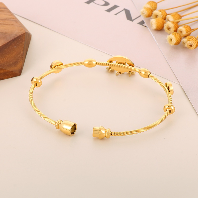 Modern Style Simple Style Devil'S Eye Tree Stainless Steel Titanium Steel 18K Gold Plated Zircon Bangle In Bulk display picture 4