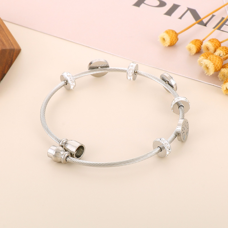Modern Style Simple Style Devil'S Eye Tree Stainless Steel Titanium Steel 18K Gold Plated Zircon Bangle In Bulk display picture 11