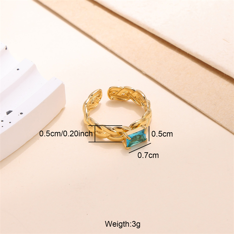 Elegant Einfarbig Rostfreier Stahl Überzug Inlay Zirkon 18 Karat Vergoldet Offener Ring display picture 3