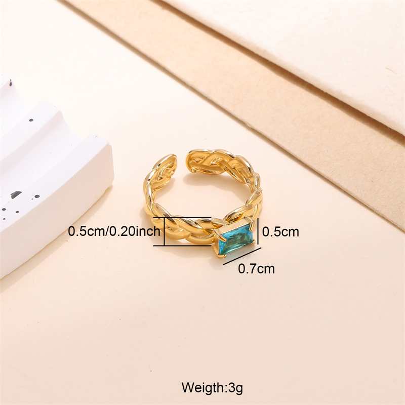 Elegant Solid Color Stainless Steel Plating Inlay Zircon 18k Gold Plated Open Rings display picture 3