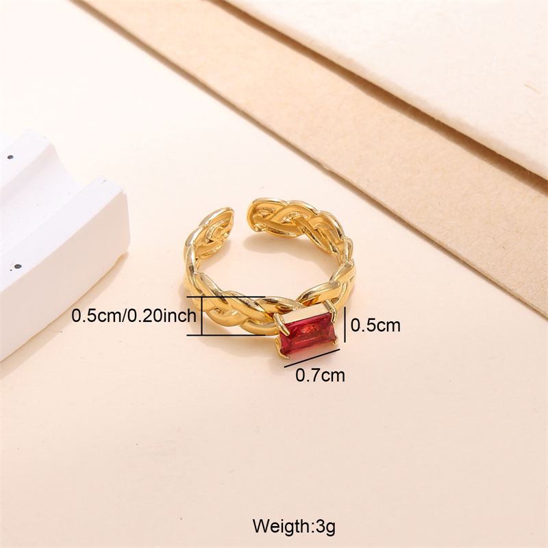 Elegant Solid Color Stainless Steel Plating Inlay Zircon 18k Gold Plated Open Rings display picture 4