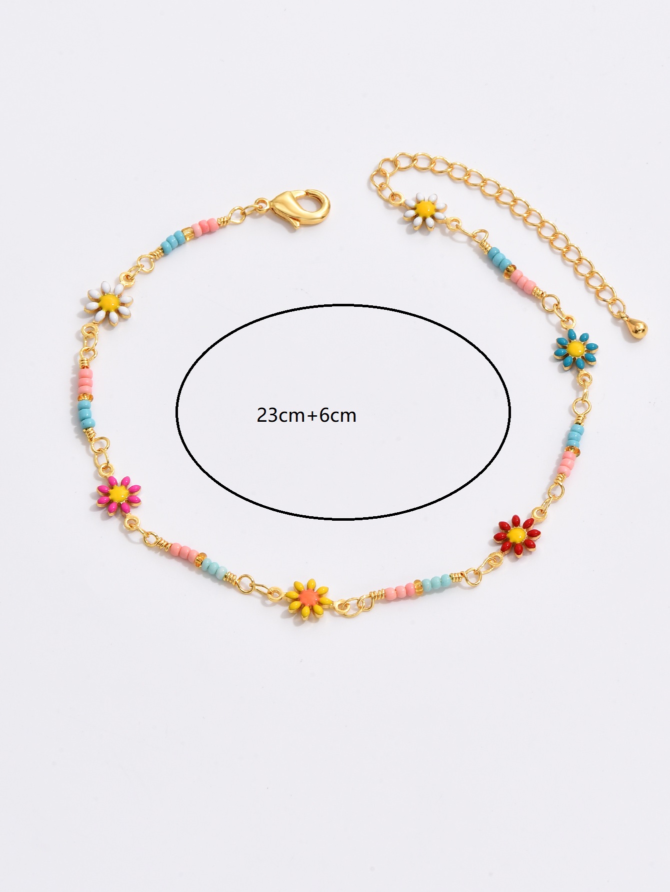 Vacation Sweet Flower 18k Gold Plated Beaded Copper Wholesale Anklet display picture 1
