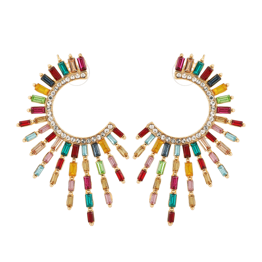 1 Pair Elegant Luxurious Geometric Hollow Out Inlay Zinc Alloy Rhinestones Drop Earrings display picture 7