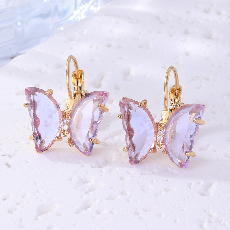 1 Pair Sweet Butterfly Plating Inlay Copper Zircon Gold Plated Earrings display picture 2