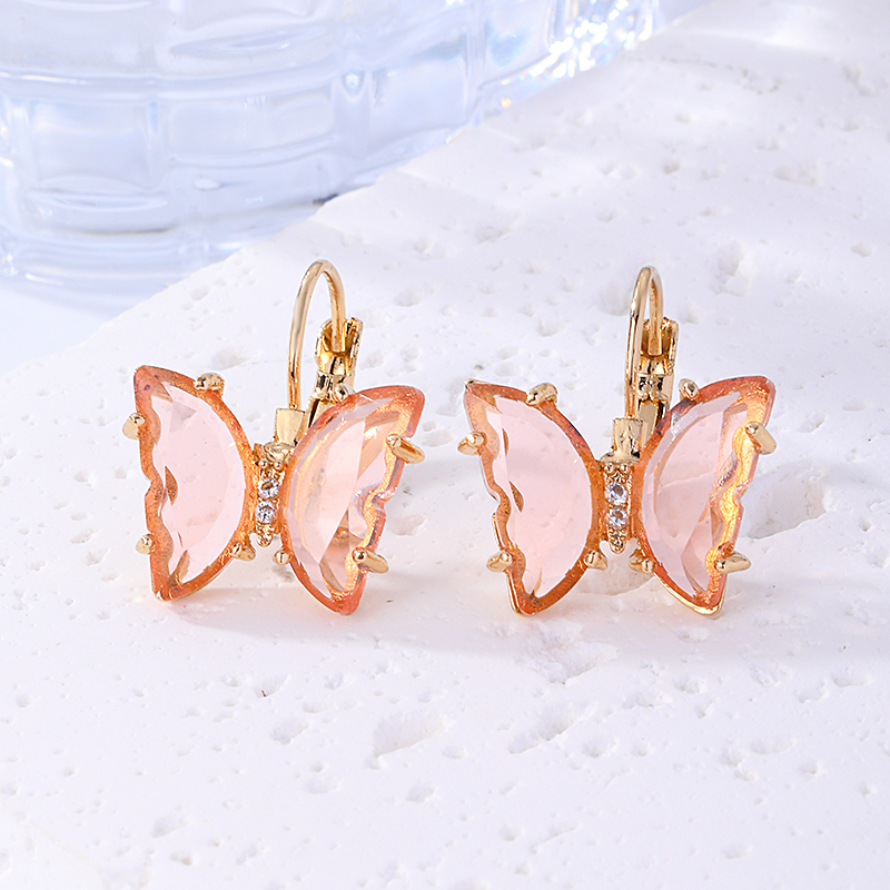 1 Pair Sweet Butterfly Plating Inlay Copper Zircon Gold Plated Earrings display picture 3